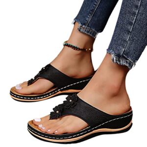 JMMSlmax Boho Beach Shoes for Women Comfortable Flip Flops for Women with Arch Support Summer Casual Wedge Sandals Shoes