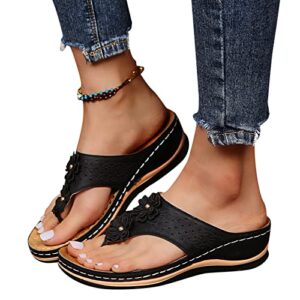 JMMSlmax Boho Beach Shoes for Women Comfortable Flip Flops for Women with Arch Support Summer Casual Wedge Sandals Shoes