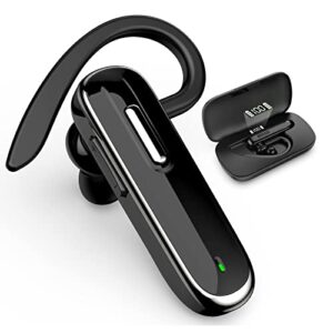 munash bluetooth headset wireless handfree earpiece v5.1 with 500mah battery display charging case 96 hours talking time built-in microphone for iphone android cell phone driver/business/office