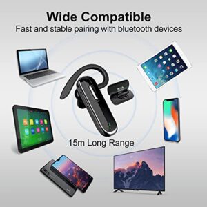 munash Bluetooth Headset Wireless Handfree Earpiece V5.1 with 500mAh Battery Display Charging Case 96 Hours Talking Time Built-in Microphone for iPhone Android Cell Phone Driver/Business/Office