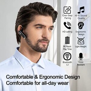 munash Bluetooth Headset Wireless Handfree Earpiece V5.1 with 500mAh Battery Display Charging Case 96 Hours Talking Time Built-in Microphone for iPhone Android Cell Phone Driver/Business/Office