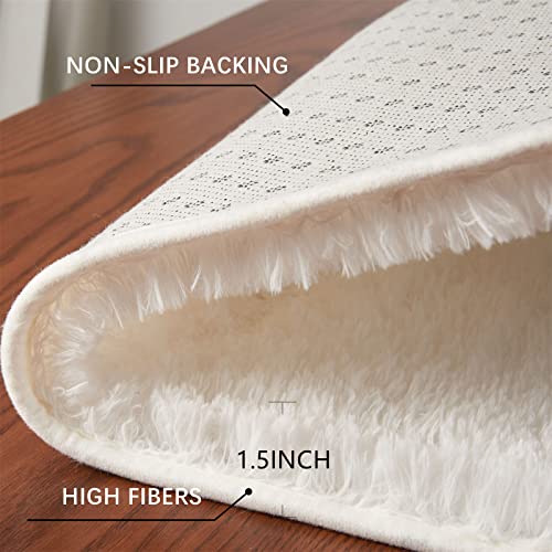 YQQRIGRO 8x10 Feet Rugs for Bedroom, White Super Soft Shaggy Rugs Fluffy Carpets, Indoor Modern Plush Area Rugs for Living Room Dorm Kids Room, Fuzzy Non-Slip Rugs for Kids Boys Girls