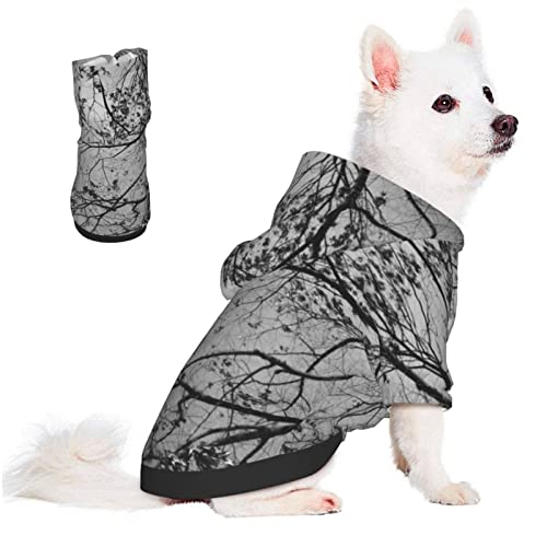 Winter Trees Dog Hoodies, Pet Clothes Costumes, Pets Wear Hoodie Sweatshirts Jacket for Puppy Cat Outdoor (Small)