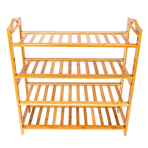 Vasitelan 4-Tier Bamboo Shoe Rack for Entryway, Shoe Organizer for Hallway Closet, Free Standing Shoe Racks for Indoor Outdoor