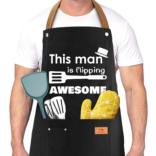 UENOW Men's Gifts, Gifts for Dad, Funny Gifts for Father's Day, Christmas, Birthday Gifts for Husband Boyfriend Brother, Gifts for Men from Wife Daughter Son, Chef Cooking Apron, Grilling BBQ Aprons