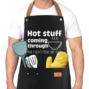 gifts for father's day, dad gifts from daughter son, gifts for men, gag gifts for papa grandpa, funny gifts for husband, grilling bbq aprons for party, chef cooking apron with adjustable neck strap