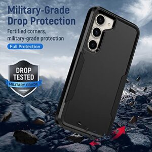 Warsia for Samsung Galaxy S23 Case,Galaxy S23 Case with Screen Protector [Military Grade Drop Tested] Heavy-Duty Tough Rugged Shockproof Protective Case for Samsung S23 6.1", Black