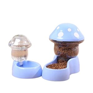 Worparsen Pets Auto Feeder, Automatic Dog Gravity Food Feeder, Cat Water Dispenser, Mushroom Shape Dog Cat Water Food Container, Pet Food Bowl for Small Medium Dog Pets Puppy Kitten Blue