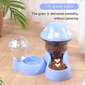 Worparsen Pets Auto Feeder, Automatic Dog Gravity Food Feeder, Cat Water Dispenser, Mushroom Shape Dog Cat Water Food Container, Pet Food Bowl for Small Medium Dog Pets Puppy Kitten Green