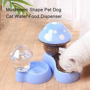 Worparsen Pets Auto Feeder, Automatic Dog Gravity Food Feeder, Cat Water Dispenser, Mushroom Shape Dog Cat Water Food Container, Pet Food Bowl for Small Medium Dog Pets Puppy Kitten Green