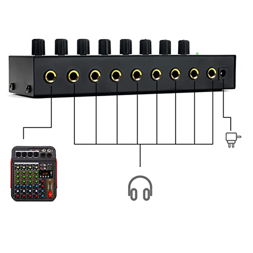 Btuty Headphone Amplifier Audio Amp. Ultra-compact 8 Channels Mini Audio Stereo Microphone AMP. with Power Adapter