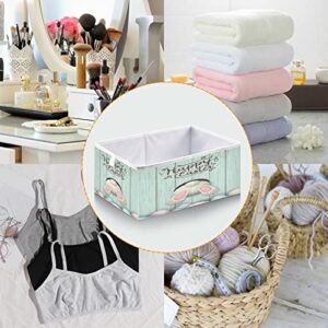 Kigai Cute Easter Bunny Cube Storage Bin, 11x11x11 in Collapsible Fabric Storage Cubes Organizer Portable Storage Baskets for Shelves, Closets, Laundry, Nursery, Home Decor