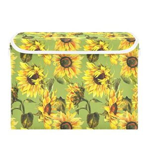 innewgogo sunflowers storage bins with lids for organizing baskets cube with cover with handles oxford cloth storage cube box for books