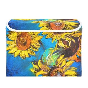 innewgogo sunflowers storage bins with lids for organizing foldable storage box with lid with handles oxford cloth storage cube box for home