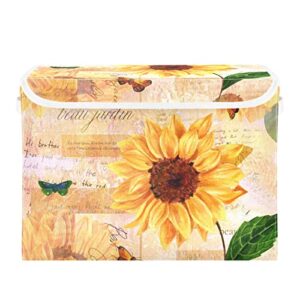 innewgogo sunflowers butterflies storage bins with lids for organizing foldable storage box with lid with handles oxford cloth storage cube box for study room
