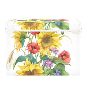 innewgogo sunflower storage bins with lids for organizing foldable storage box with lid with handles oxford cloth storage cube box for dog toys