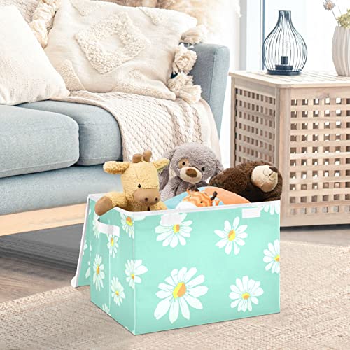 innewgogo Poppies Floral Sunflower Storage Bins with Lids for Organizing Collapsible Storage Cube Bin with Handles Oxford Cloth Storage Cube Box for Bed Room