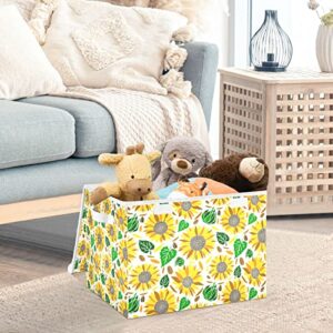 innewgogo Sunflower Storage Bins with Lids for Organizing Storage Baskets with Handles Oxford Cloth Storage Cube Box for Dog Toys