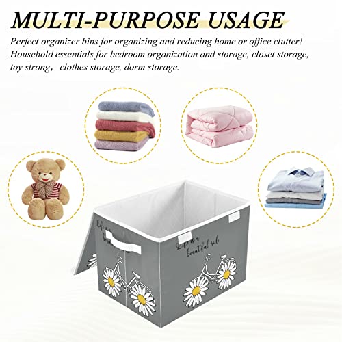 innewgogo Sunflower Bike Storage Bins with Lids for Organizing Collapsible Storage Cube Bin with Handles Oxford Cloth Storage Cube Box for Car