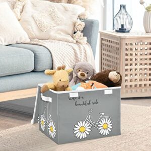 innewgogo Sunflower Bike Storage Bins with Lids for Organizing Collapsible Storage Cube Bin with Handles Oxford Cloth Storage Cube Box for Car