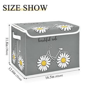 innewgogo Sunflower Bike Storage Bins with Lids for Organizing Collapsible Storage Cube Bin with Handles Oxford Cloth Storage Cube Box for Car