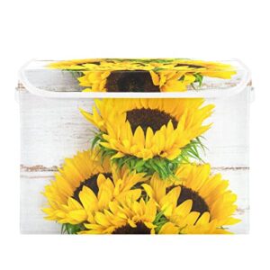 innewgogo sunflowers storage bins with lids for organizing foldable storage box with lid with handles oxford cloth storage cube box for books