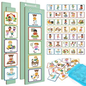 D-FantiX Magnetic Responsibility Chart and Visual Schedule Cards for Kids, Chore Chart for Multiple Kids, My Star Reward Chart Daily Routine Good Behavior Charts Dry Erasable for Toddlers at Home