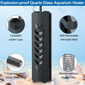 HiTauing Small Aquarium Heater, 75W Adjustable Fish Tank Heater Betta Heater Turtle Heater Mini Submersible Aquarium Heater with Automatic Power-Off Function When Leaving Water for 20-25 Gallon Tanks