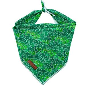 Unique style paws Dog Bandanas 1PC Washable Cotton Green Clover Dog Scarfs for Small Medium Large Dogs and Cats-St. Patrick's Day Style-L