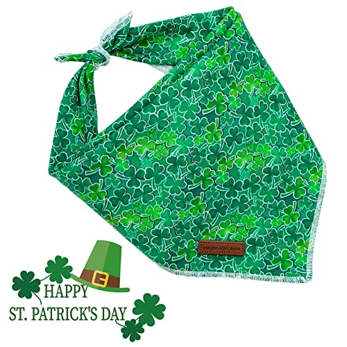 Unique style paws Dog Bandanas 1PC Washable Cotton Green Clover Dog Scarfs for Small Medium Large Dogs and Cats-St. Patrick's Day Style-L