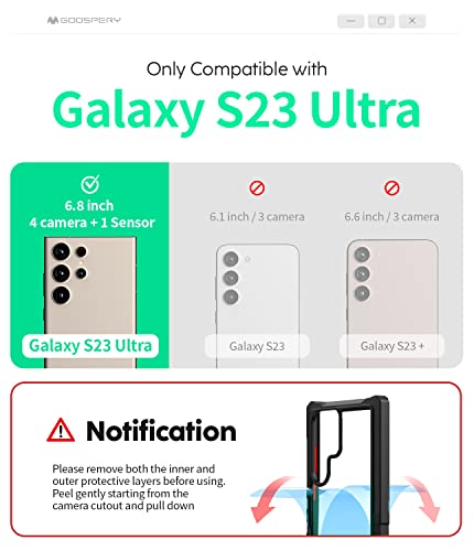 GOOSPERY Z Bumper Crossbody Compatible with S23 Ultra Case [Strap Included] Shock Absorbing Dual Layer Structure TPU Edge Crystal Clear PC Cover with Shoulder Strap Outdoor Design, Black