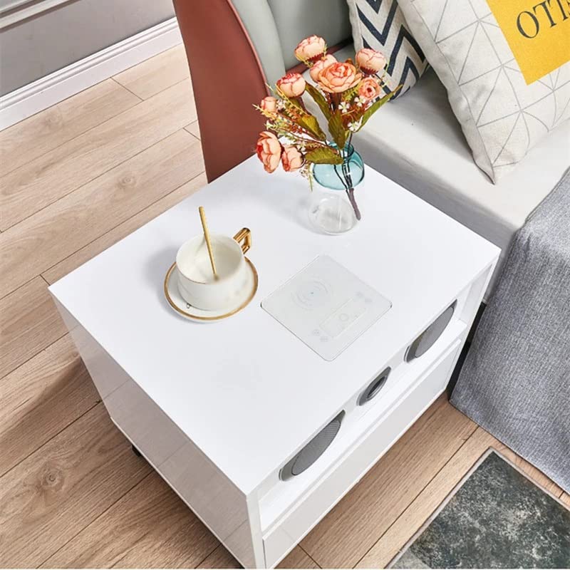 N/A Table Chevet Intelligente avec Chargeur Sans fil Multifonction Table Chevet Chambre Coucher Haut-parleur