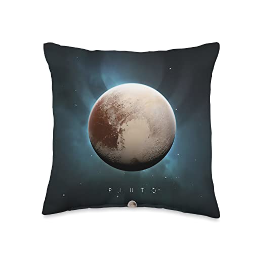 Pluto Dwarf Planet Astronomy Fan Science Throw Pillow, 16x16, Multicolor