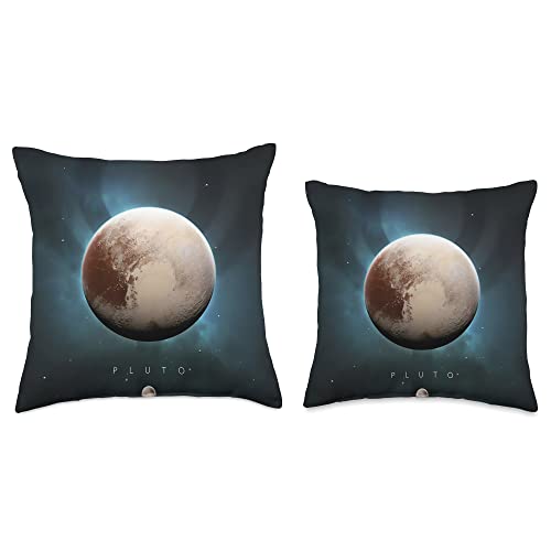 Pluto Dwarf Planet Astronomy Fan Science Throw Pillow, 16x16, Multicolor