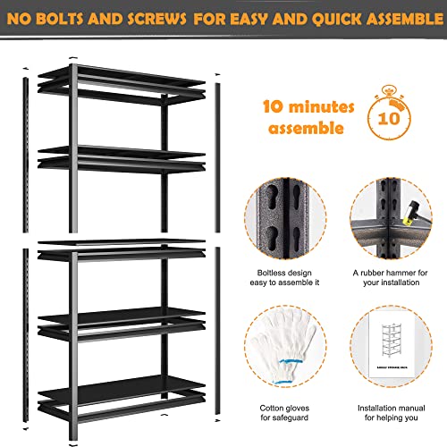 Leariso 5-Tier Garage Shelving Heavy Duty, Adjustable Garage Storage Shelves, 63" H Metal Shelves for Storage, Utility Shelf Rack for Warehouse Basemen Pantry Kitchen, 31.5" W x 15.8" D x 63" H…