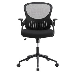 home office desk chair, ergonomic mesh computer chair, task swivel rolling chair with lumbar support and flip-up arms for office, study, bedroom