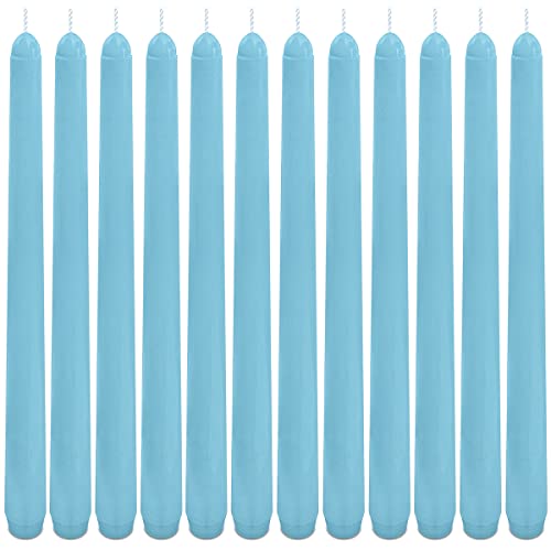 Myido Set of 12 10 inch Taper Candles - Halloween Taper Candles are Odor Free - Tall Candles Burn Long and are Perfect for Black Halloween Decorations or Dinner Candles(Blue)