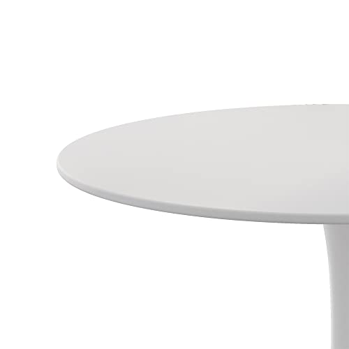 DKLGG 42" Modern Round Dining Table with MDF Table Top, Metal Base Pedestal Table Tulip Table Kitchen Table for 4-6 Person, Small Space Home, End Table Leisure Coffee Table, White