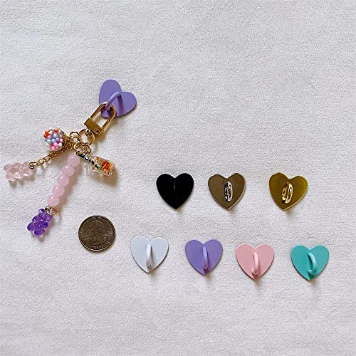 Colorful Phone Stand Holder Metal Heart Phone Charm Holder, DIY Phone Case Phone Charm Metal Heart Finger Ring(Pink)