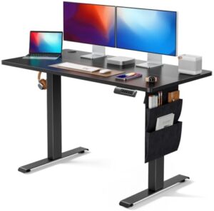 marsail standing desk adjustable height, 48x24 inch electric standing desk with storage bag, stand up desk for home office computer desk memory preset with headphone hook