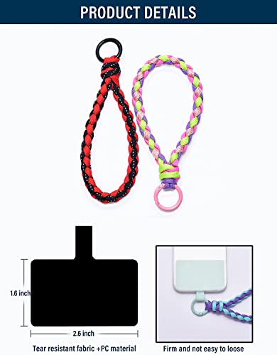 Women Super Strong Rainbow Nylon Rope Thread Knitting Phone Wristlet Holder Strap And Handmade Smartphone Hand Wrist Lanyard