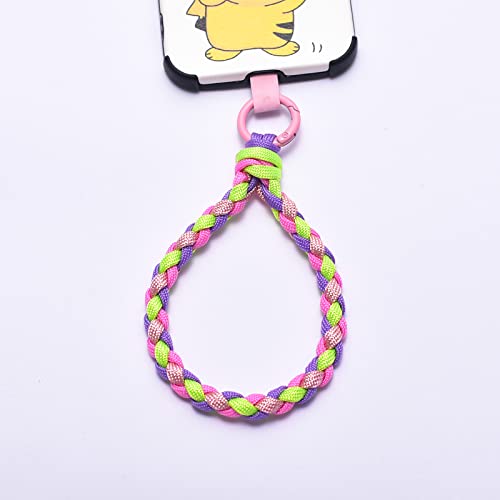 Women Super Strong Rainbow Nylon Rope Thread Knitting Phone Wristlet Holder Strap And Handmade Smartphone Hand Wrist Lanyard