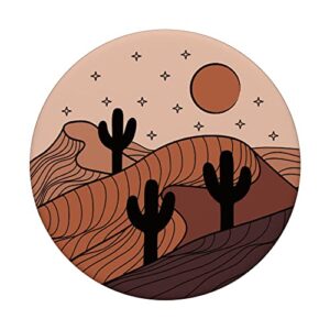 Cactus Desert Western Country Landscape Boho Beige Brown PopSockets Swappable PopGrip