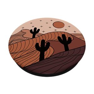 Cactus Desert Western Country Landscape Boho Beige Brown PopSockets Swappable PopGrip