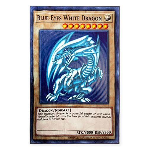 Surreal Entertainment Yu-Gi-Oh! Blue-Eyes White Dragon Card Fleece Throw Blanket | Anime Plush Soft Cover For Sofa, Bed | 45 x 60 Inches, Gold