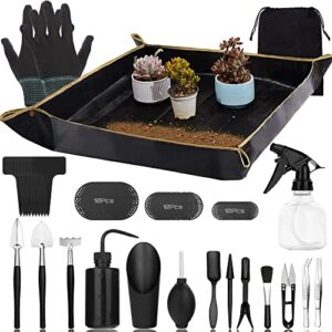 succulent tools kit,57 pcs mini garden tools ,bonsai tree kit plant accessories indoor gardening hand tools with repotting mat, succulent kit for plant care,gardening gifts for men & women