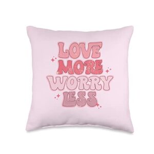 funny valentine's day costume 2023 love more worry less vintage valentine's day throw pillow, 16x16, multicolor