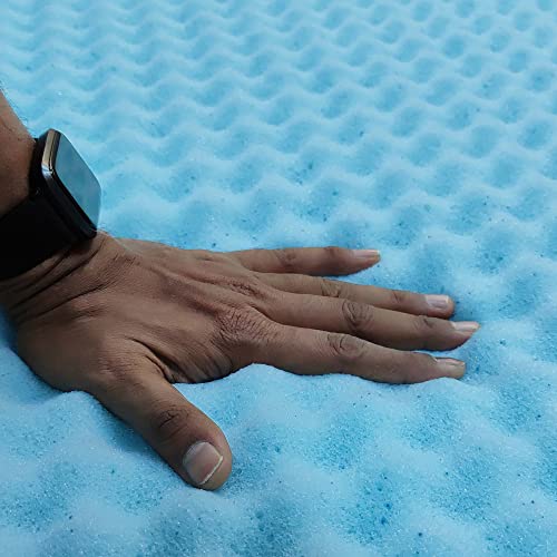 Nutan 1-inch Convoluted Gel Infused Memory Foam Mattress Topper with Egg Shell Design | Breathable, Soft, and Comfortable Bed Toppers for Back Pain, Cooling Pad for Better Sleep, Twin, Blue