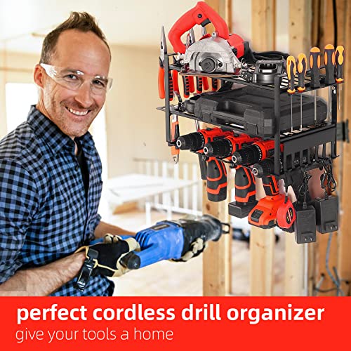 QiCHo Tool Organizer Holder Wall Shelf- Power Drill Storage Rack Heavy Duty Tool Box Organizers and Storage