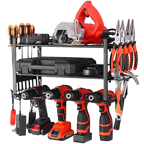 QiCHo Tool Organizer Holder Wall Shelf- Power Drill Storage Rack Heavy Duty Tool Box Organizers and Storage